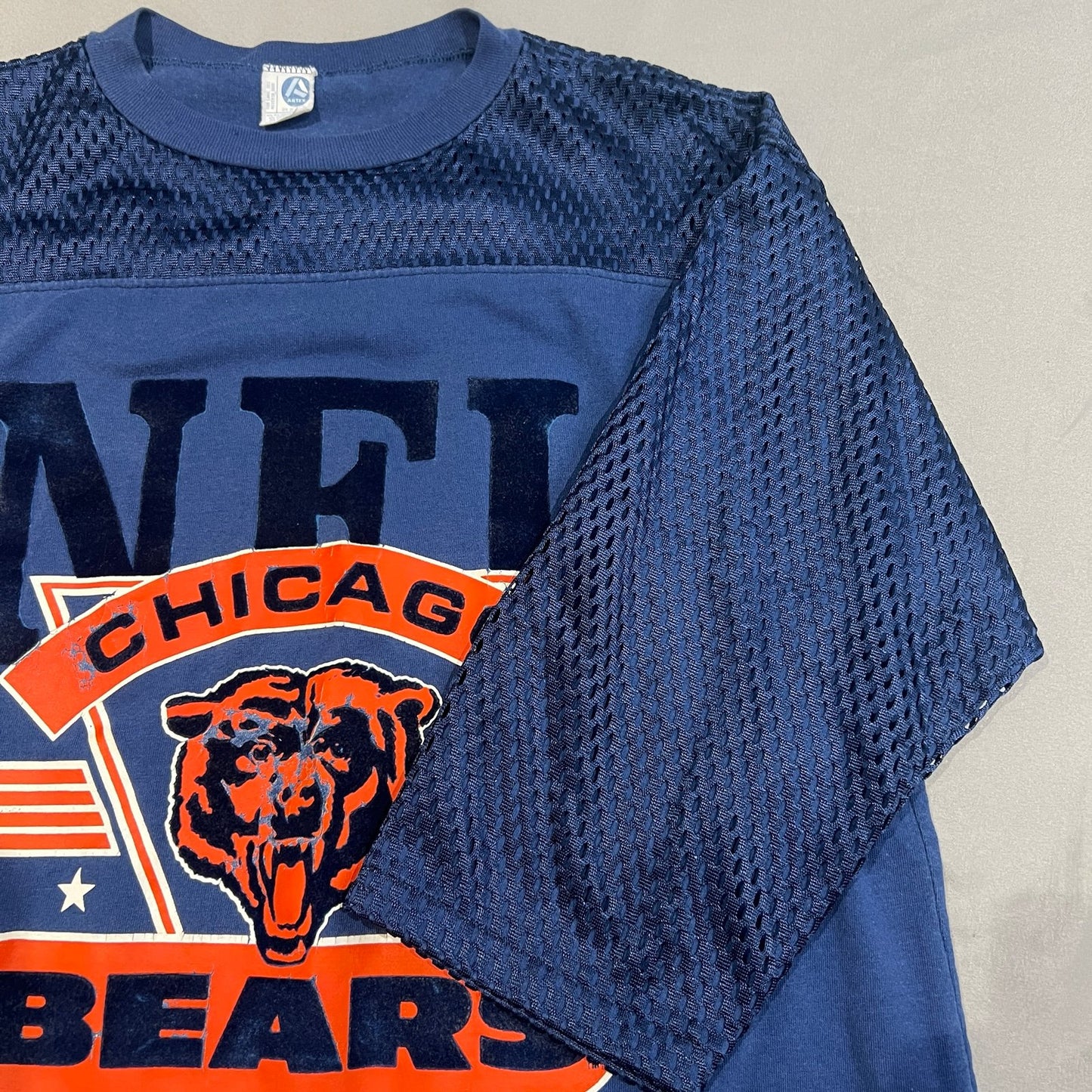 Vintage Artex Chicago Bears NFL Shirt Mens Large Mesh Short Sleeve Blue Football