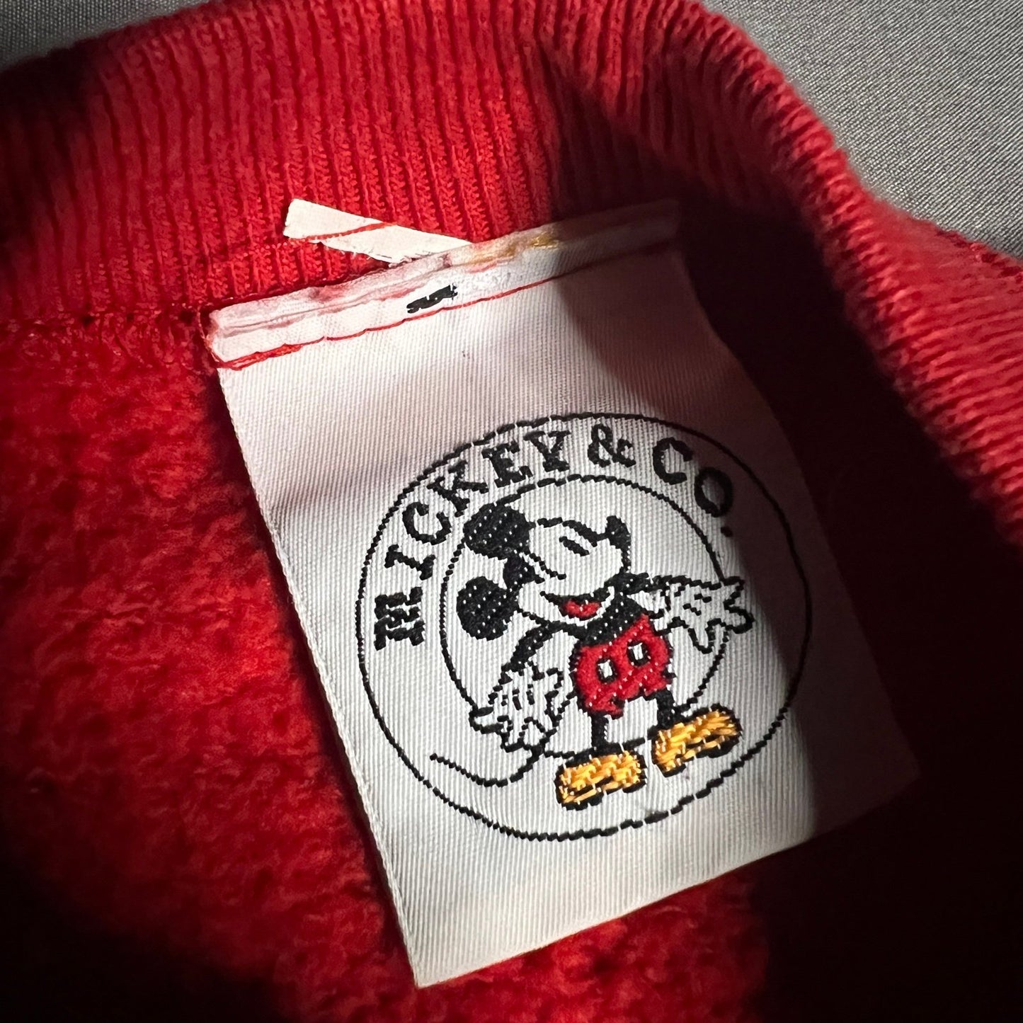 Vintage Mickey Mouse Sweater Mens Large Red Crewneck Disney