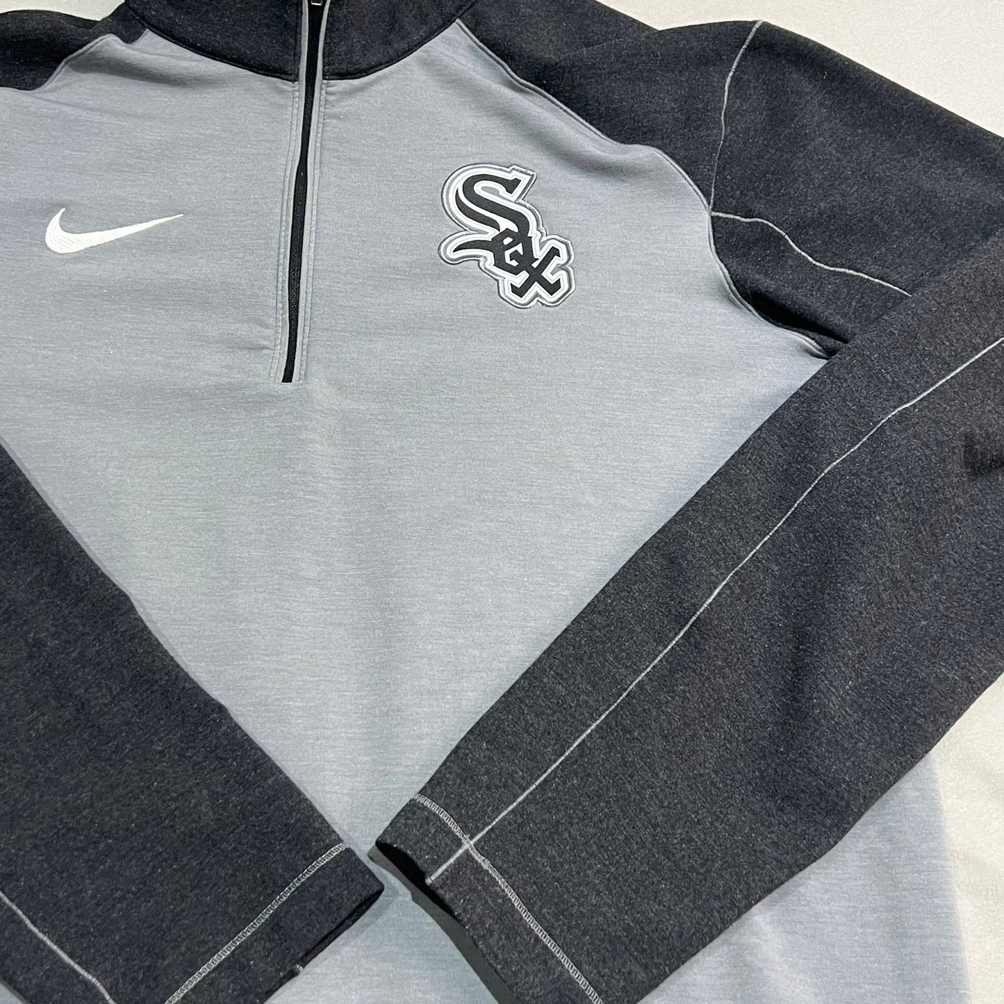 Chicago White Sox Quarter Zip Sweat Shirt Nike Dri Fit Long Sleeve Gray MLB