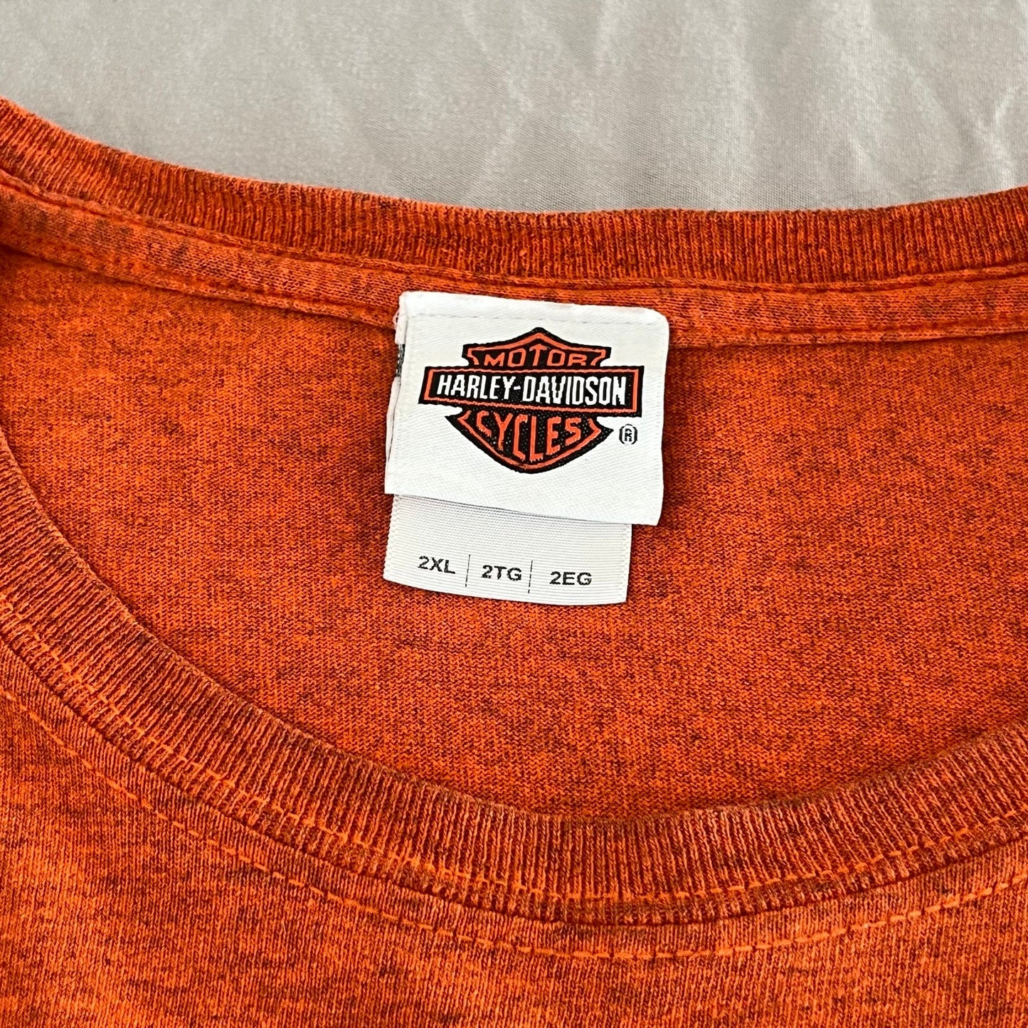 Harley Davidson Shirt Mens 2XL XXL Orange Short Sleeve Tennessee Motorcycle