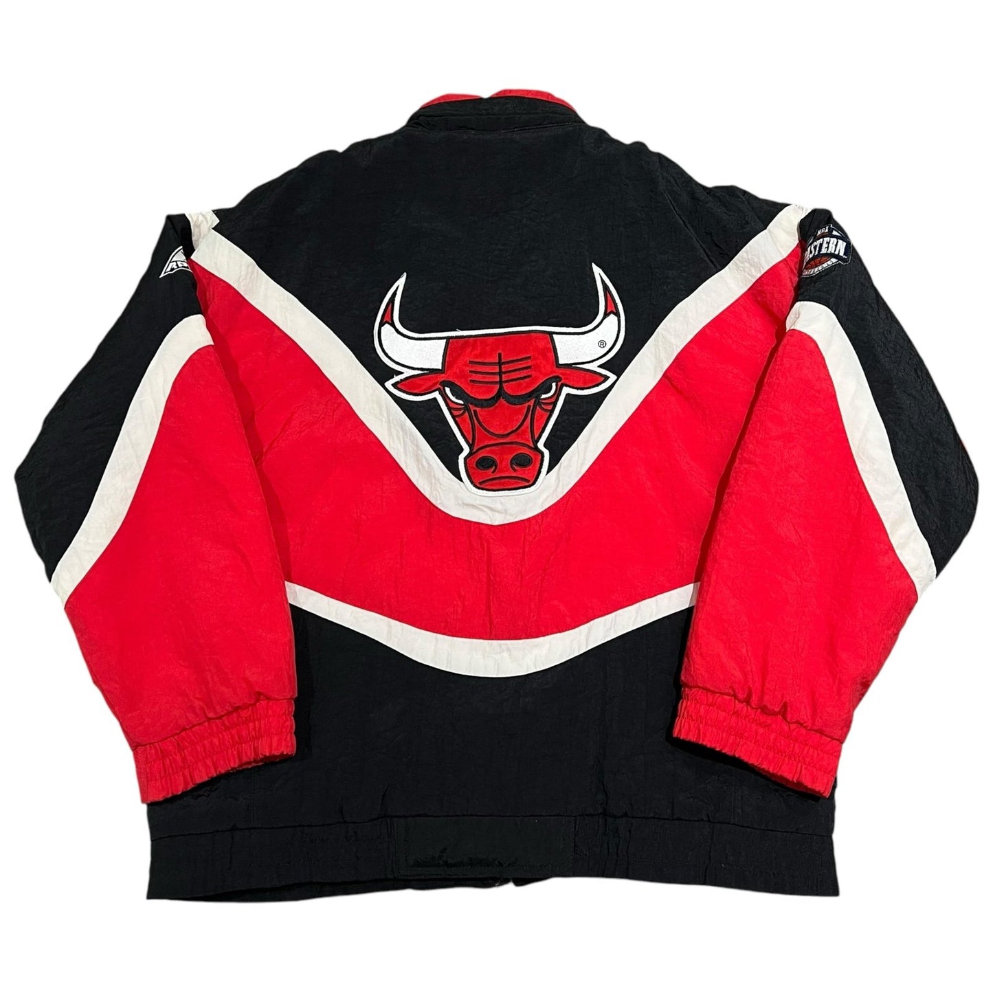 Vintage Apex One Chicago Bulls Full Zip Puffer Jacket Mens Medium NBA Black