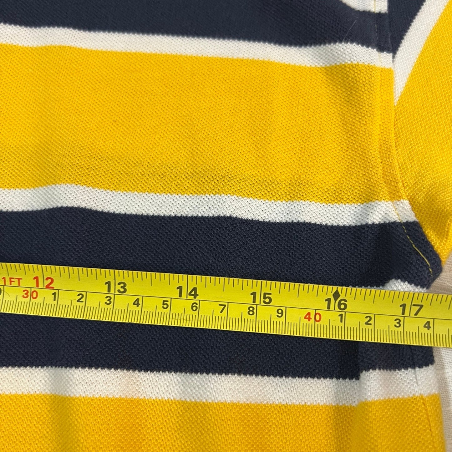 Tommy Hilfiger Polo Shirt Long Kids XL Youth Boys Long Sleeve Yellow Stripe Y2K