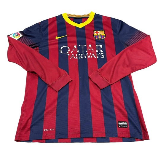 FC Barcelona Soccer Jersey Nike Mens Small Long Sleeve 2013-2014 Blue Red LFP