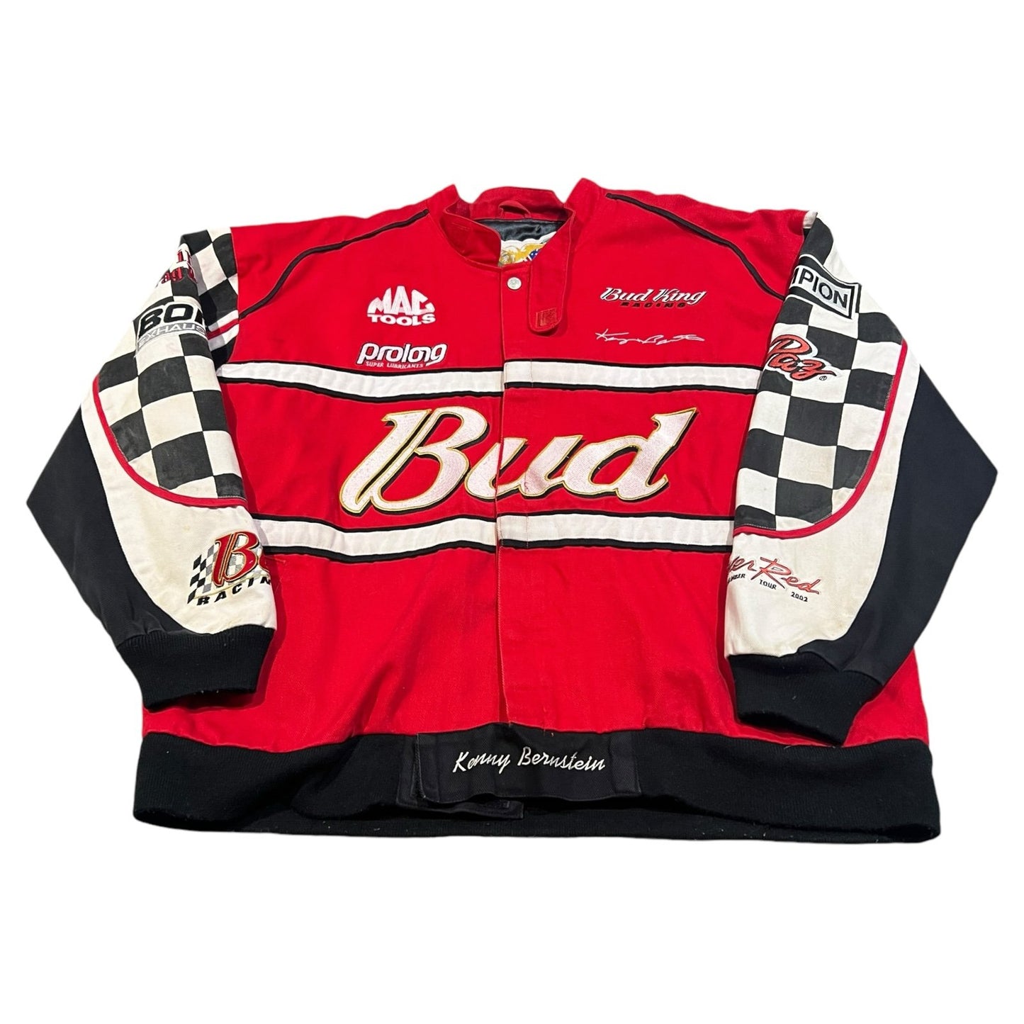 Vintage NASCAR Jacket Mens 2XL XXL Jeff Hamilton Bud Kenny Bernstein Red