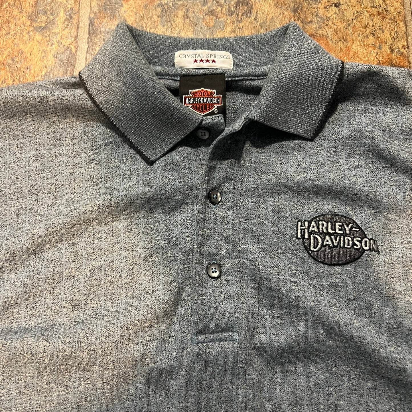 Vintage Harley Davidson Polo Shirt Mens Medium Blue Bahamas Embroidered