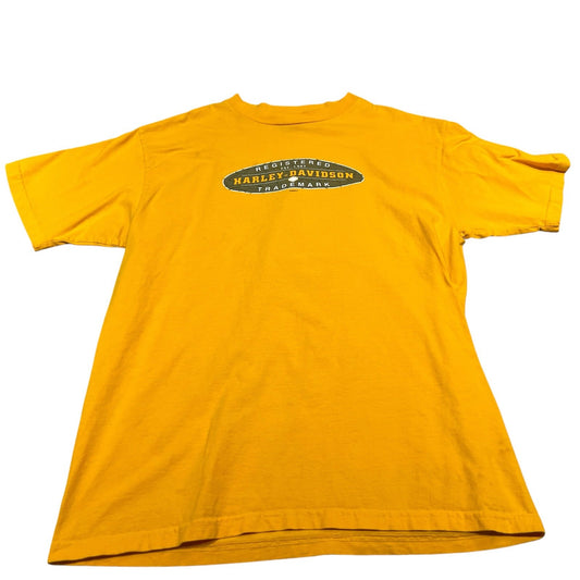 Harley Davidson Shirt Mens XL Yellow Onalaska Short SLeeve Motorcycle Biker