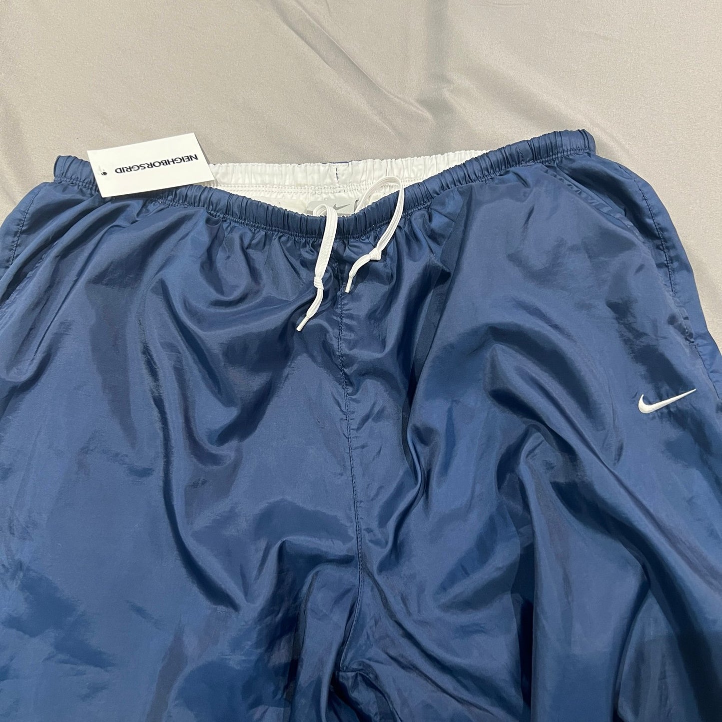 Vintage Nike Windbreaker Jogger Track Pants Mens XL Blue Drawstring Zipper Leg