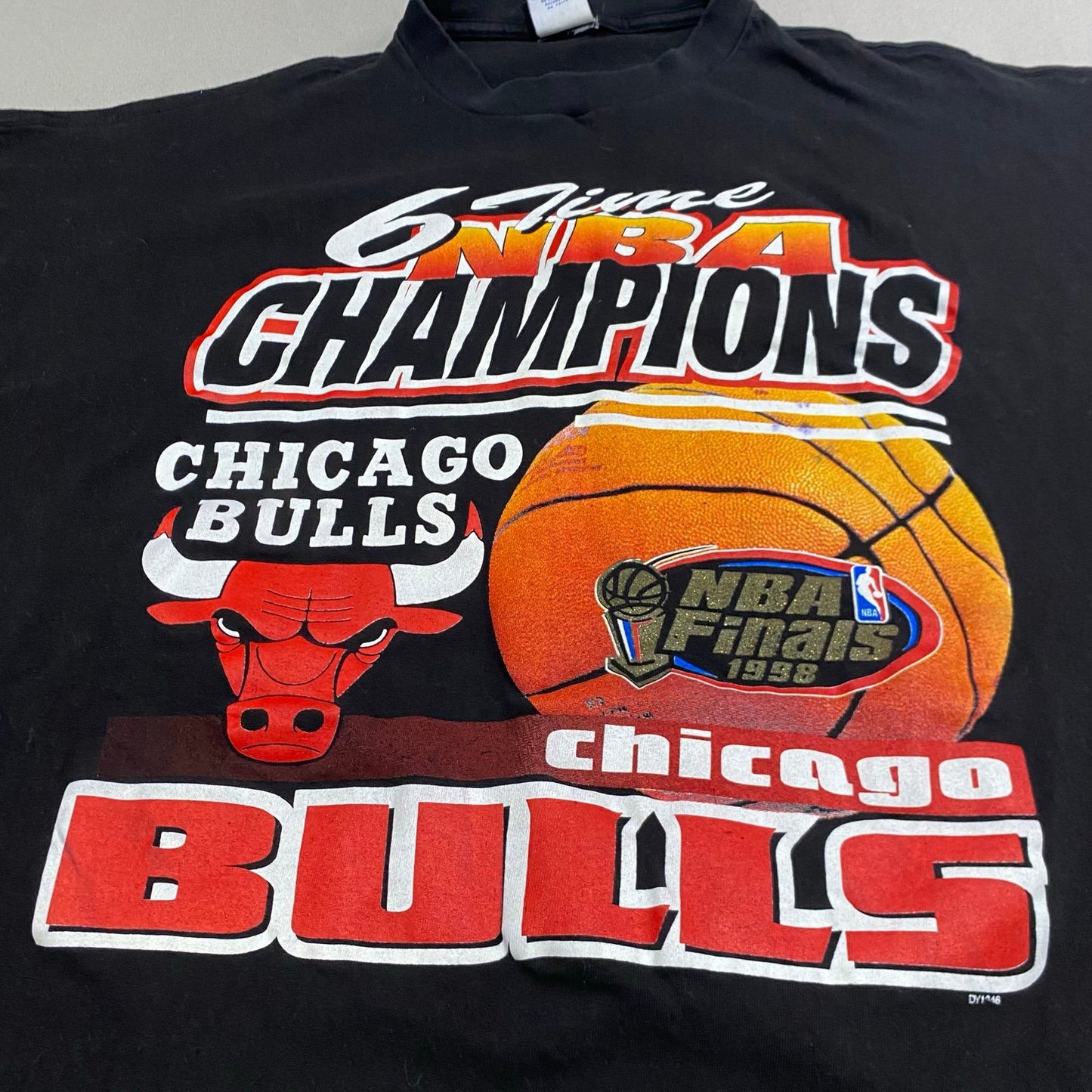 Vintage 1998 Chicago Bulls Shirt Mens XL True Fan NBA 6 Time Champions Black