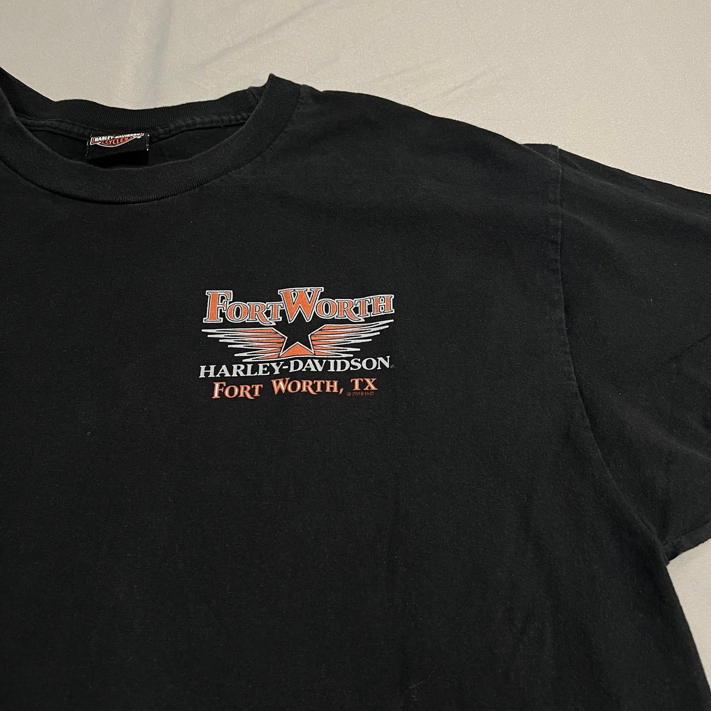 Harley Davidson Shirt Mens Large Black Fort Worth Motorcycle Short Sleeve