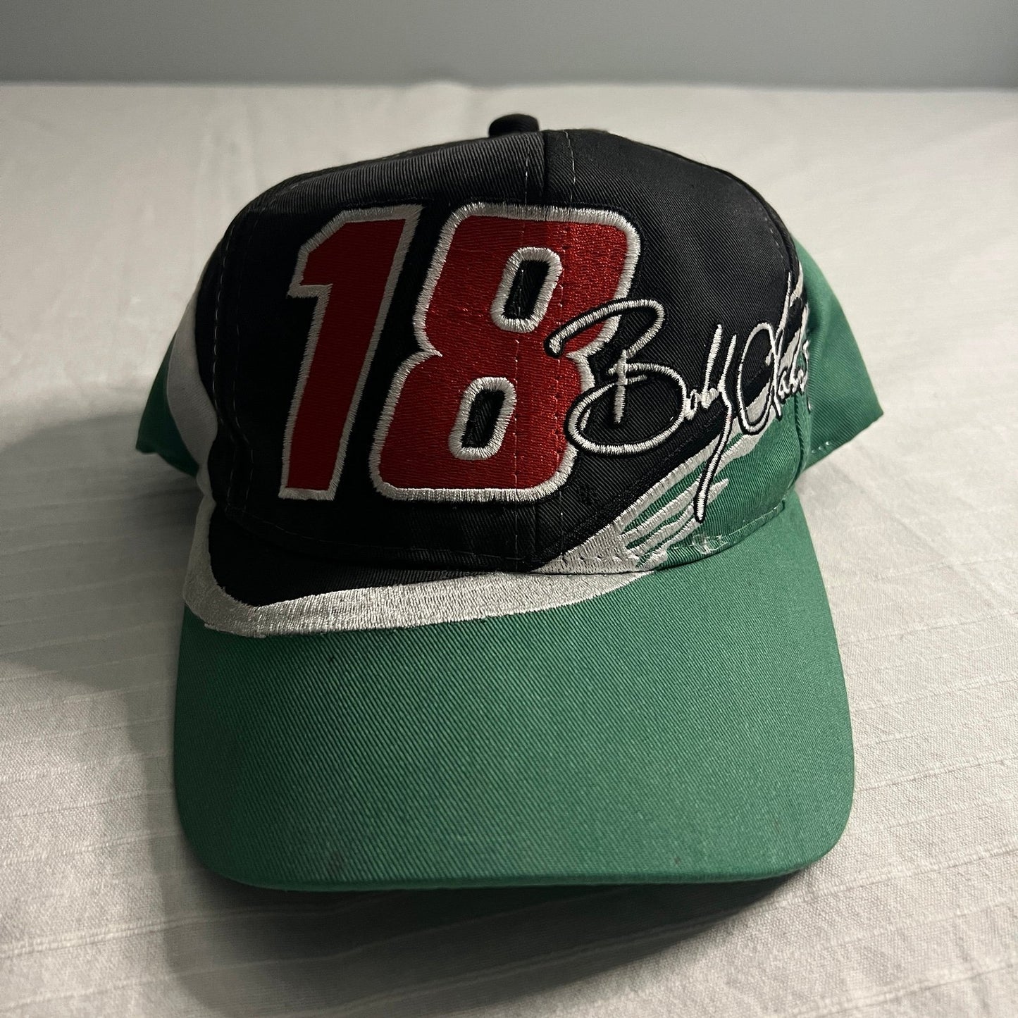 NASCAR Bobby Labonte Snapback Hat #18 Racing Green Black Chase Authentics