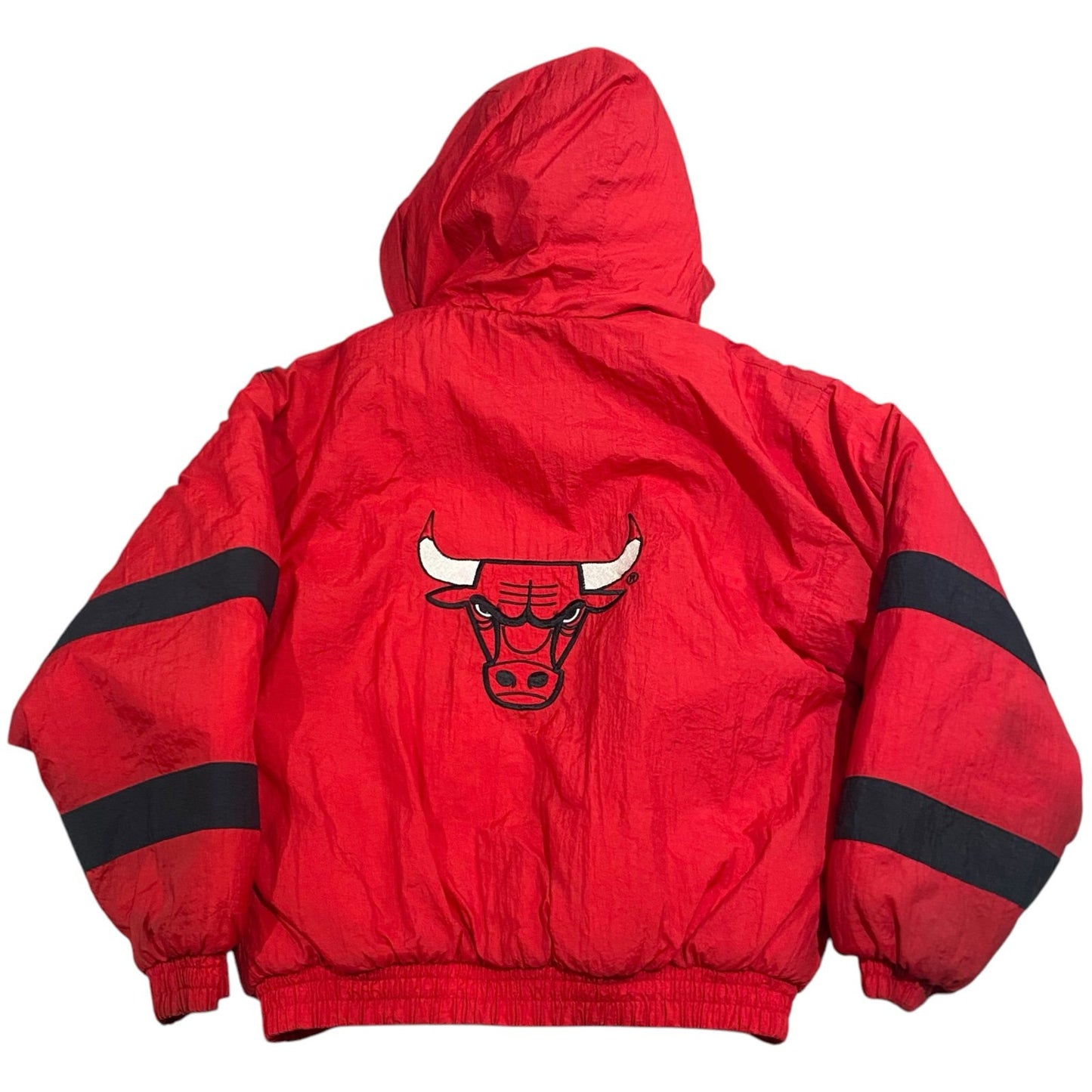 Vintage 90's Chicago Bulls Puffer Jacket Kids Medium 10-12 Coat NBA Red Black