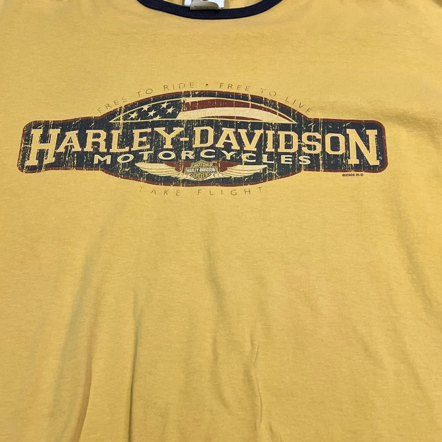 Harley Davidson Shirt Mens XL Yellow Athens Short Sleeve Motorcycle Biker