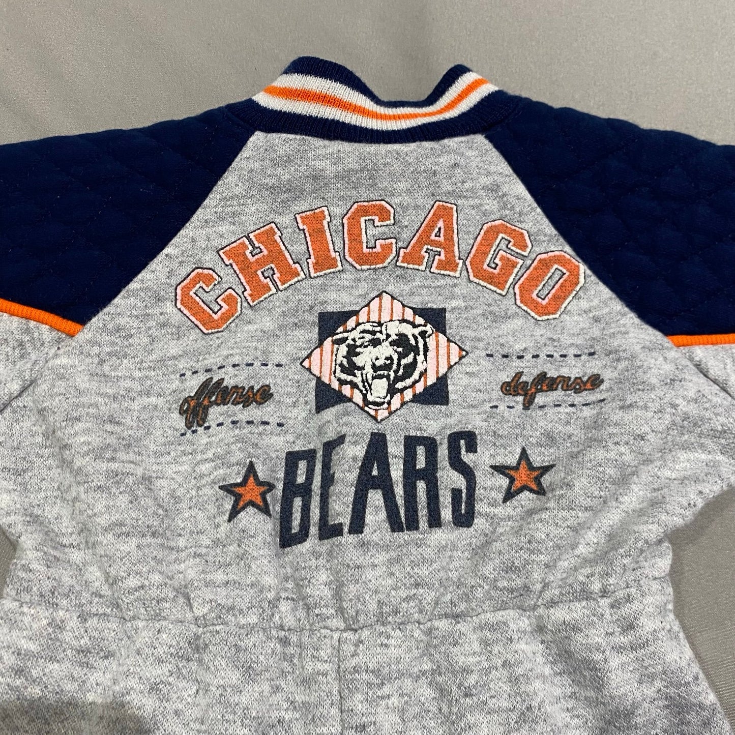 Vintage 90's Chicago Bears Onesie Toddler 6/9 Months NFL Gray Bull Frog Sleep