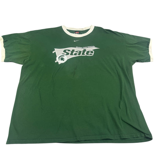 Vintage Michigan State University Spartans Nike Shirt Mens 2XL XXL Center Swoosh