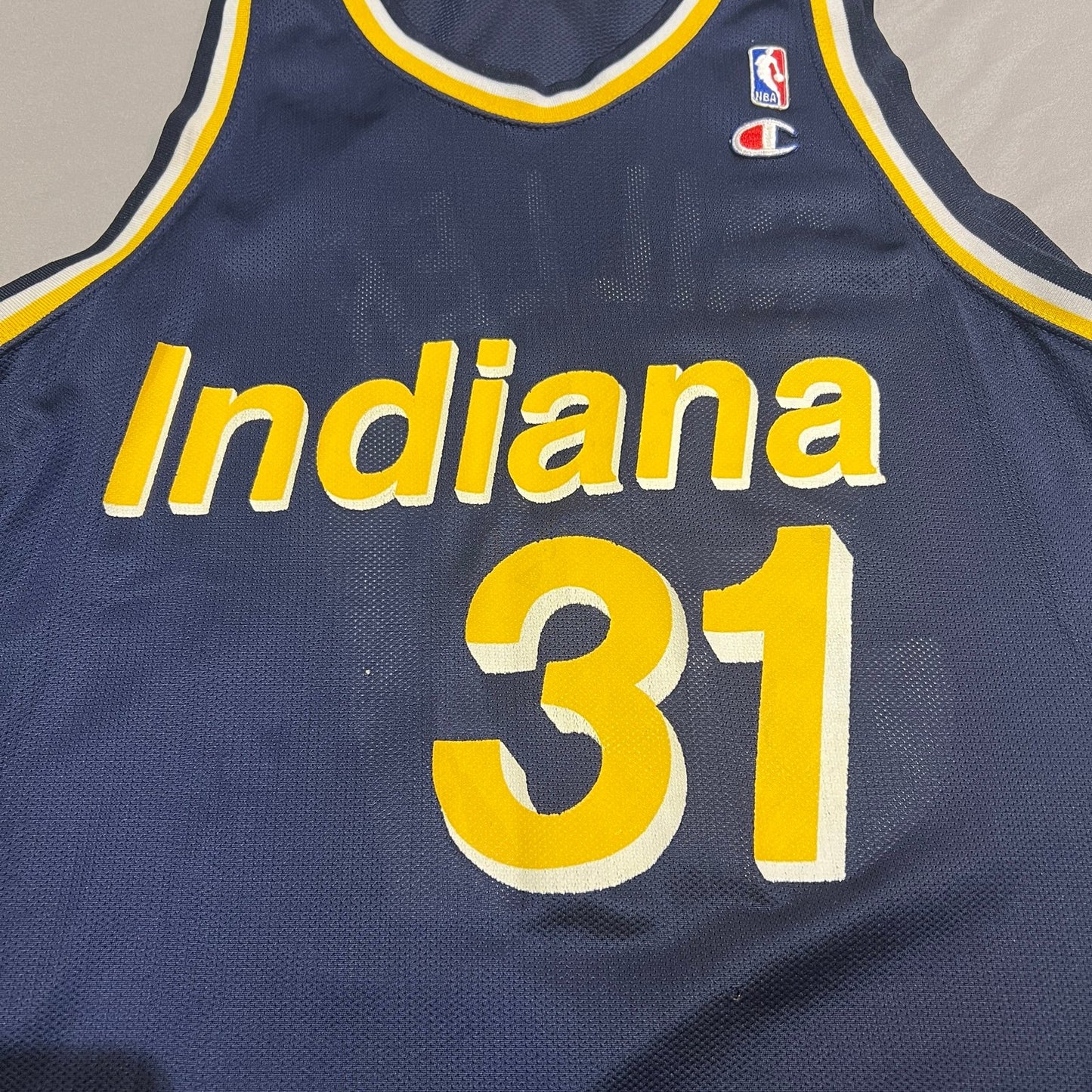 Vintage 90's Reggie Miller Indiana Pacers Jersey Mens 44 Champion NBA Blue #31