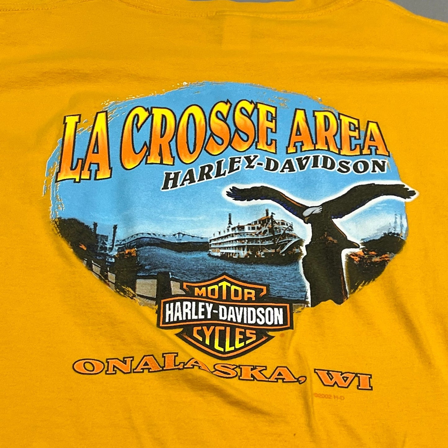 Harley Davidson Shirt Mens XL Yellow Onalaska Short SLeeve Motorcycle Biker