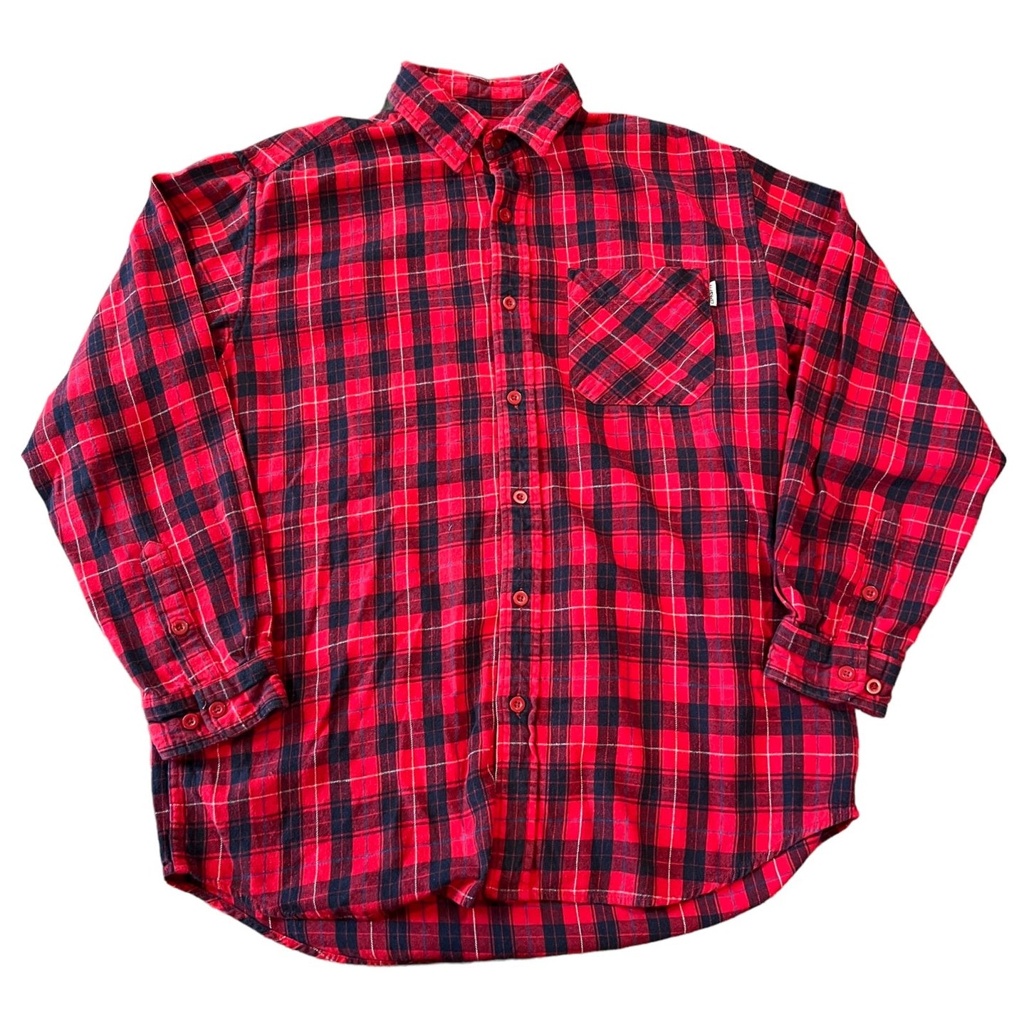 Carhartt Flannel Button Up Shirt Mens Large Plaid Red Lumberjack Workwear