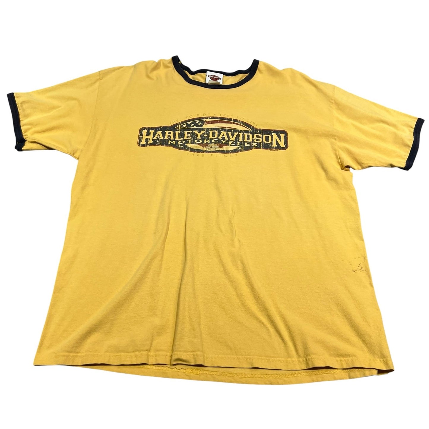 Harley Davidson Shirt Mens XL Yellow Athens Short Sleeve Motorcycle Biker