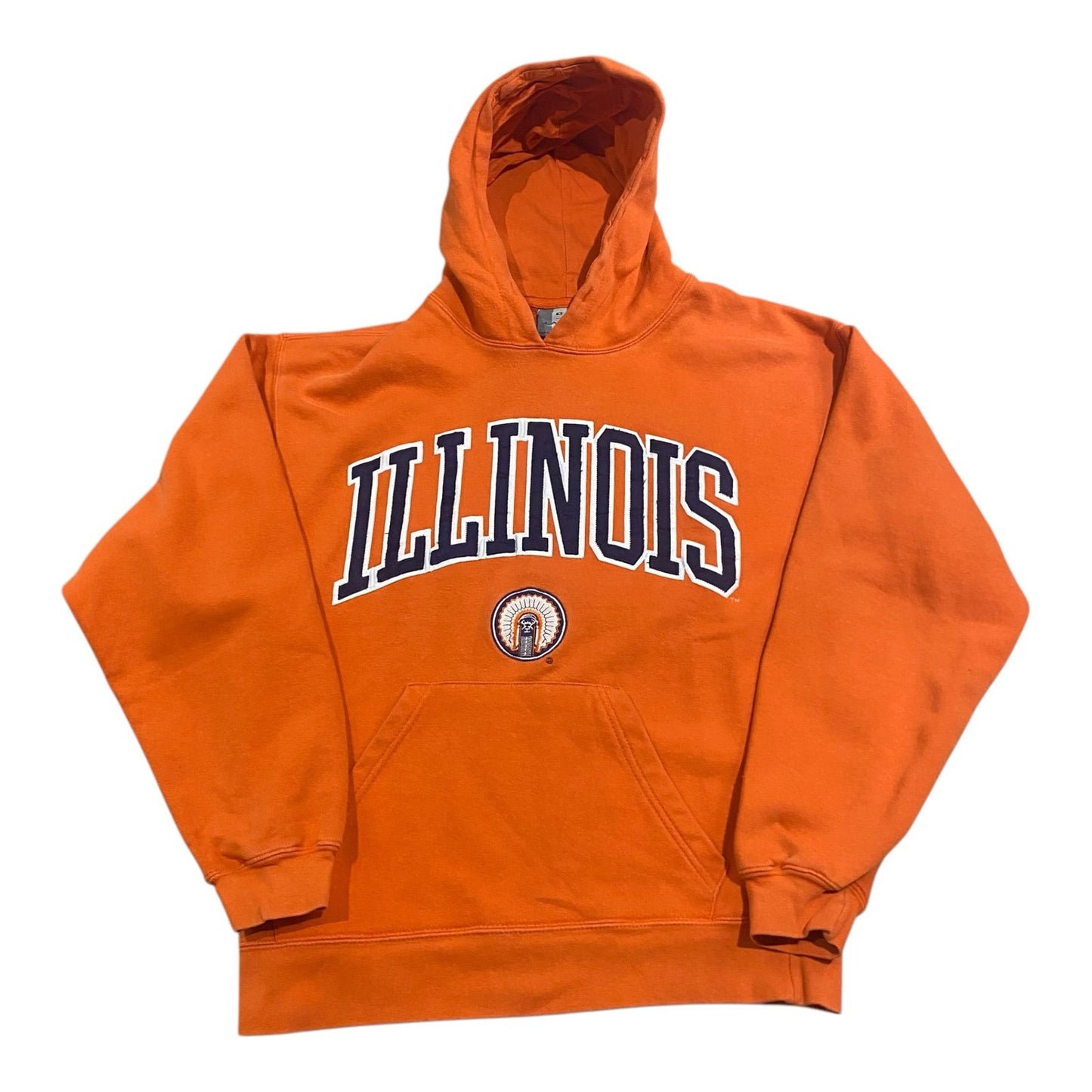 Vintage University of Illinois Hoodie Mens Small Chief Orange Sweatshirt