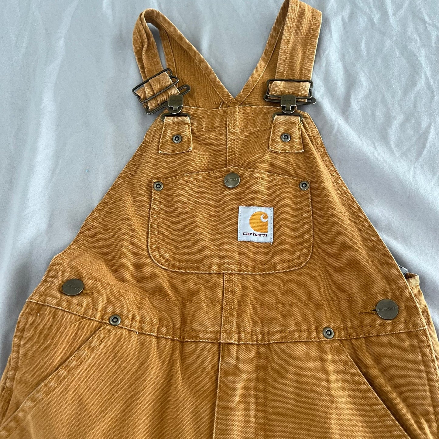 Carhartt Overalls Kids Youth 5 Brown Workwear BIb Canvas Tan