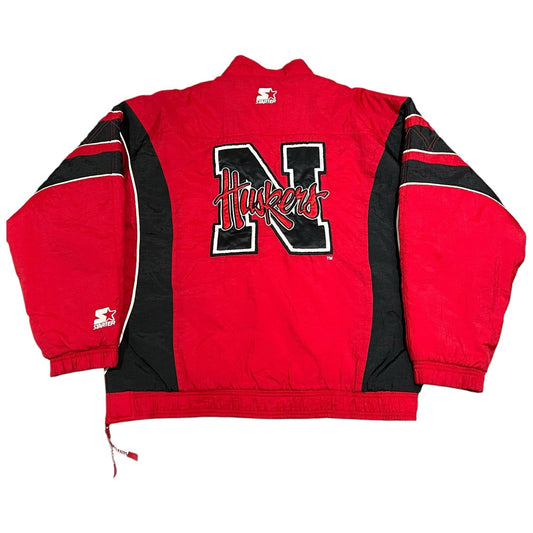 Vintage Starter Nebraska Cornhuskers Puffer Windbreaker Jacket Mens Large NCAA