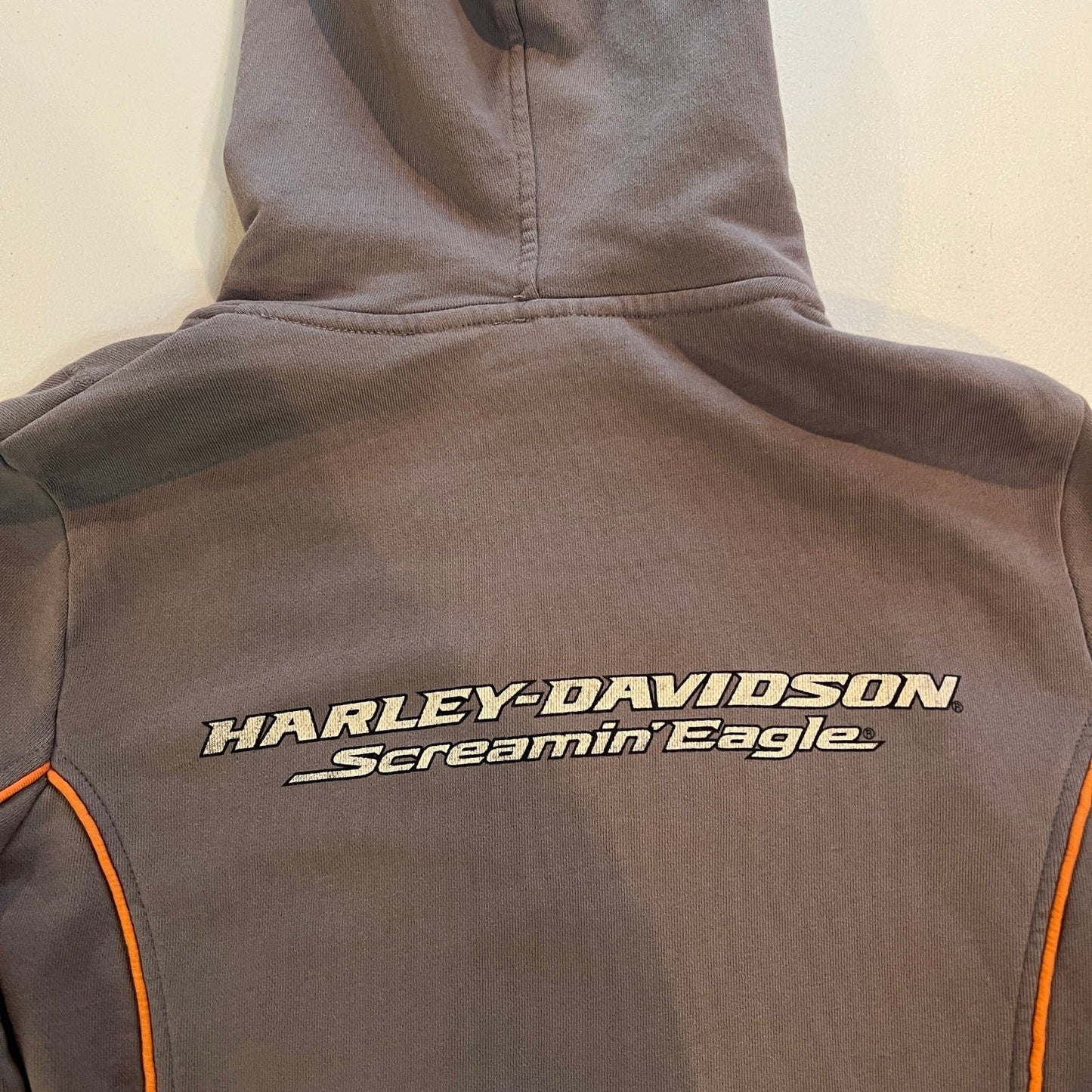 Harley Davidson Jacket Hoodie Women Medium Full Zip Sweat Shirt Gray Eagle