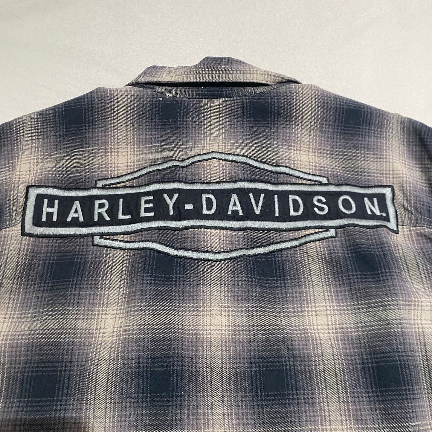 Harley Davidson Shirt Mens Large Tall Flannel Plaid Lined Button Up Embroidered