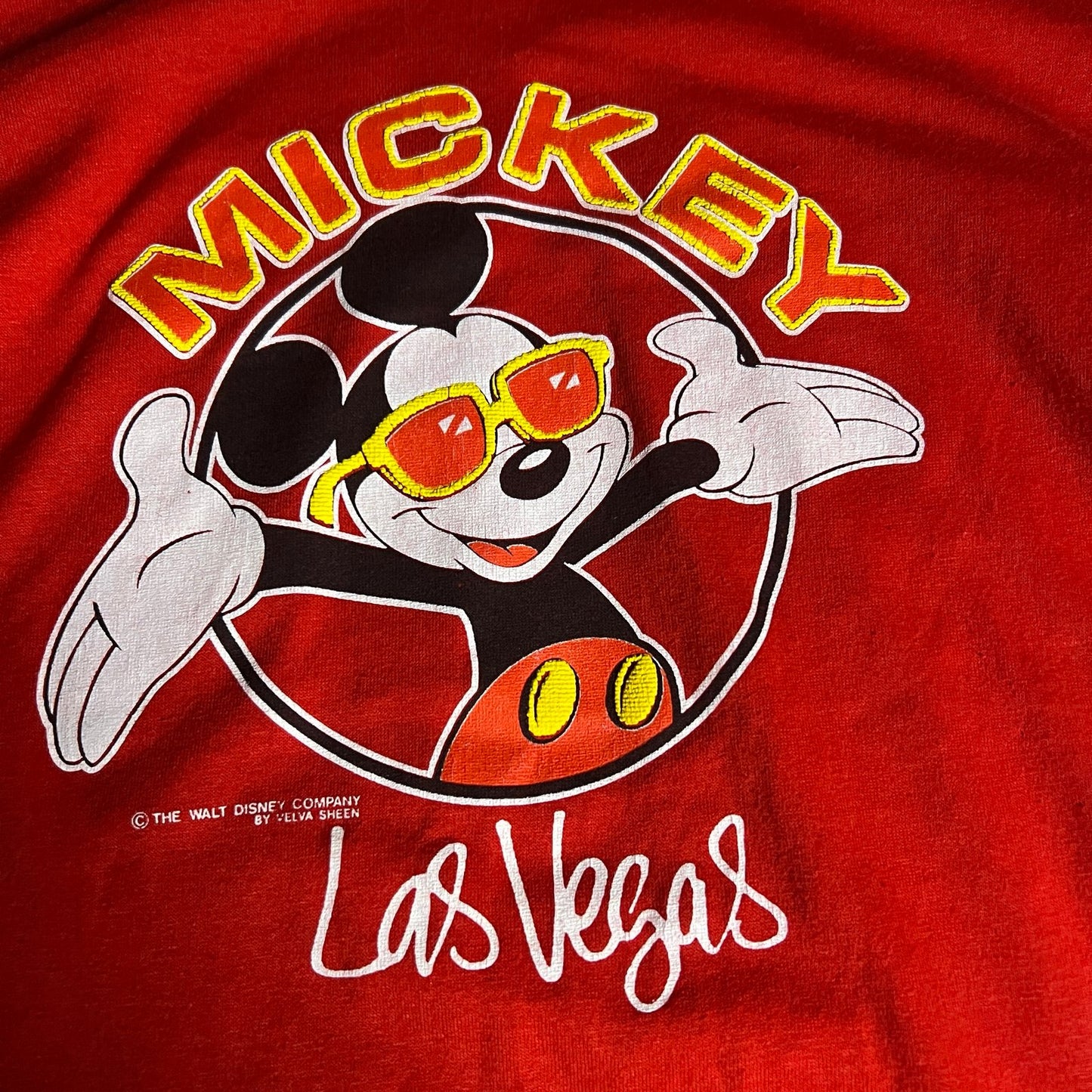 Vintage Velva Sheen Mickey Mouse Shirt Disney Kids Youth Large Las Vegas