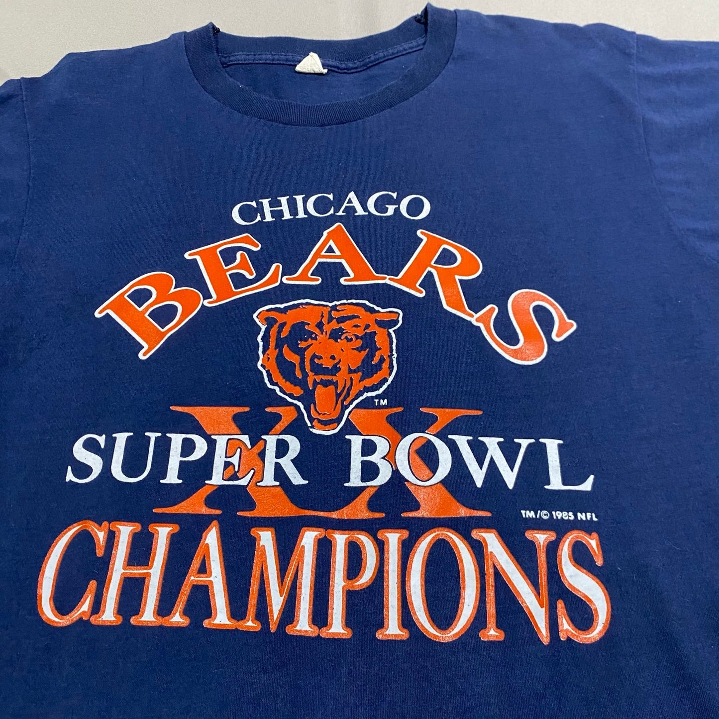 Vintage 1985 Chicago Bears Super Bowl XX Champions Shirt Womans Large NFL Blue