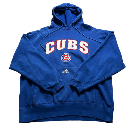 Chicago Cubs Hoodie Mens Large Adidas Sweat Shirt Blue Embroidered MLB