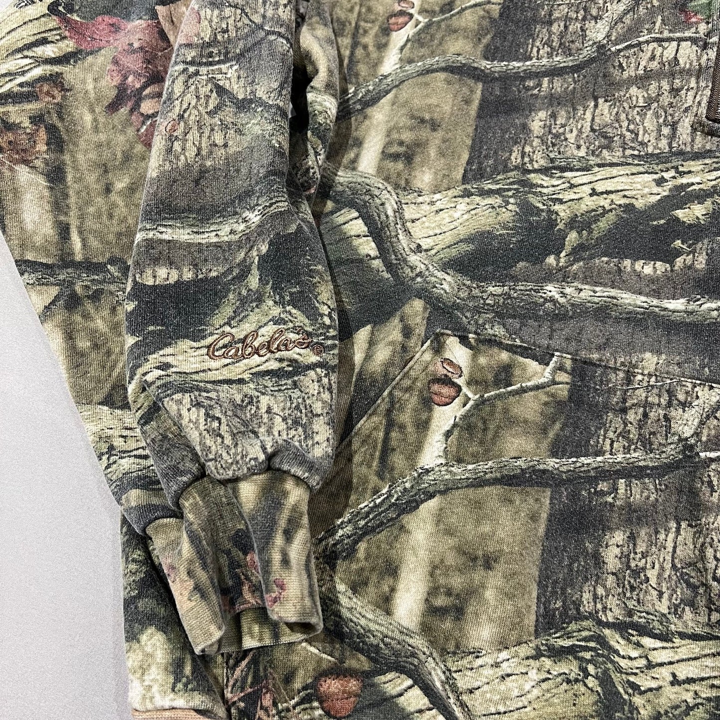 Cabela's Camo Quarter Zip Fleece Sweater Mens Medium Hunting Green Camouflage