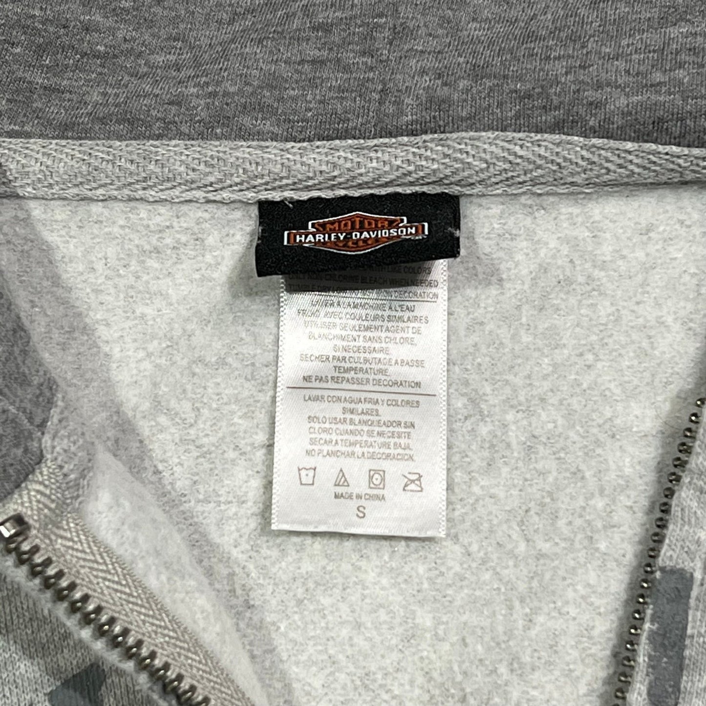 Harley Davidson Hoodie Womans Small Sweatshirt Gray Orange Motorcycle Full Zip