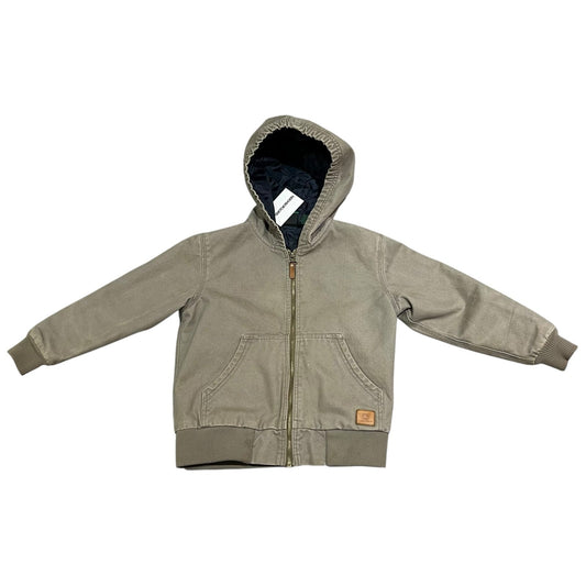 John Deere Insulated Full Zip Hooded Jacket Kids Youth Small Brown Coat