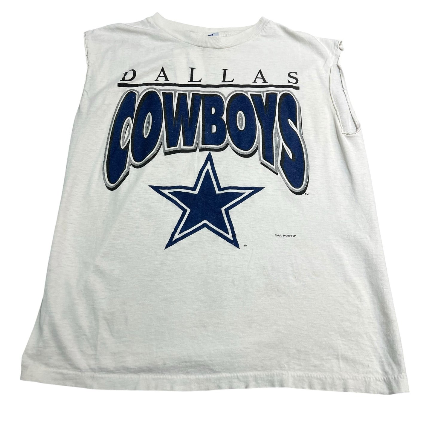 Vintage 1995 Dallas Cowboys Sleeveless Shirt Cutoff White NFL