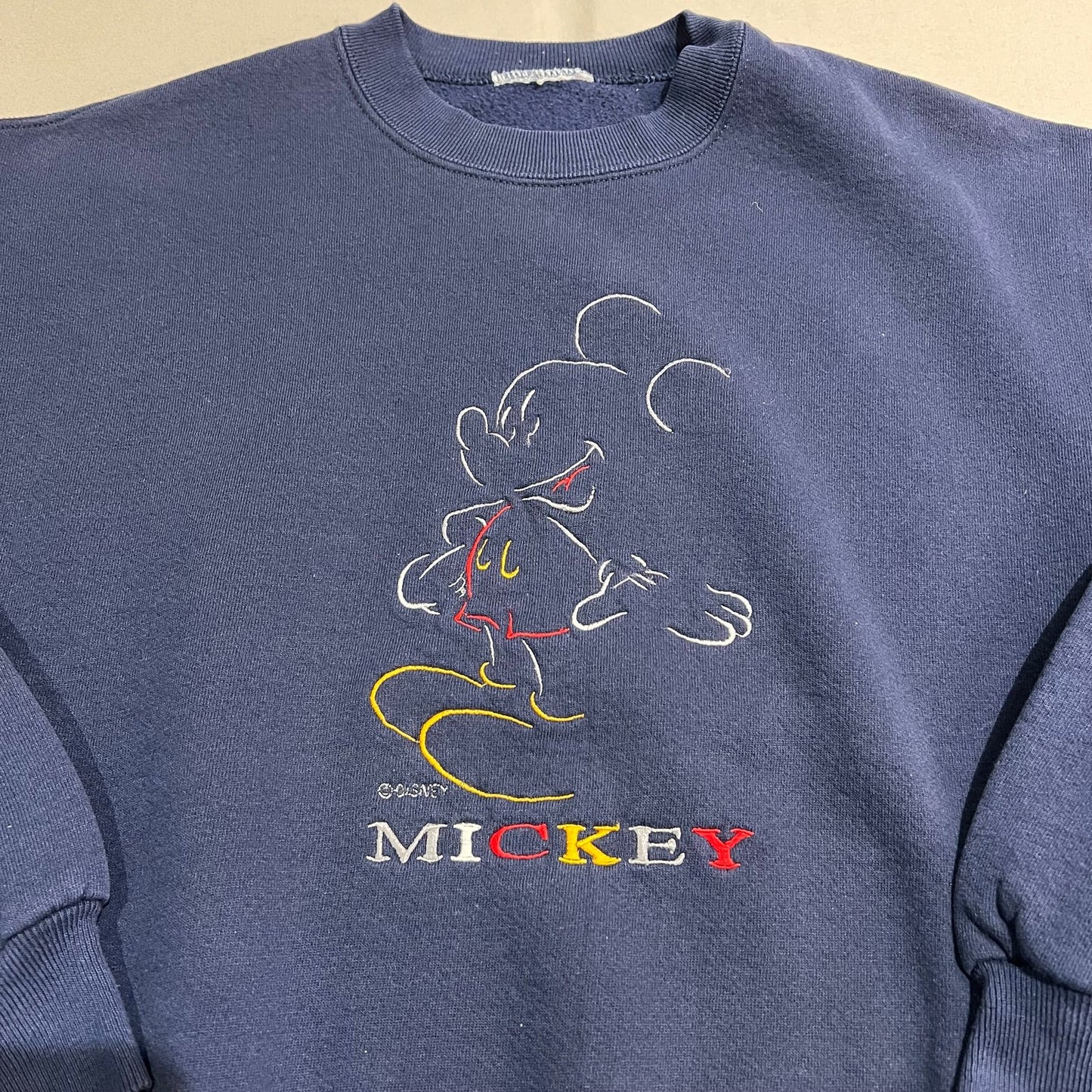 Vintage Mickey Mouse Sweater Crewneck Womans Medium Disney Embroidered Blue