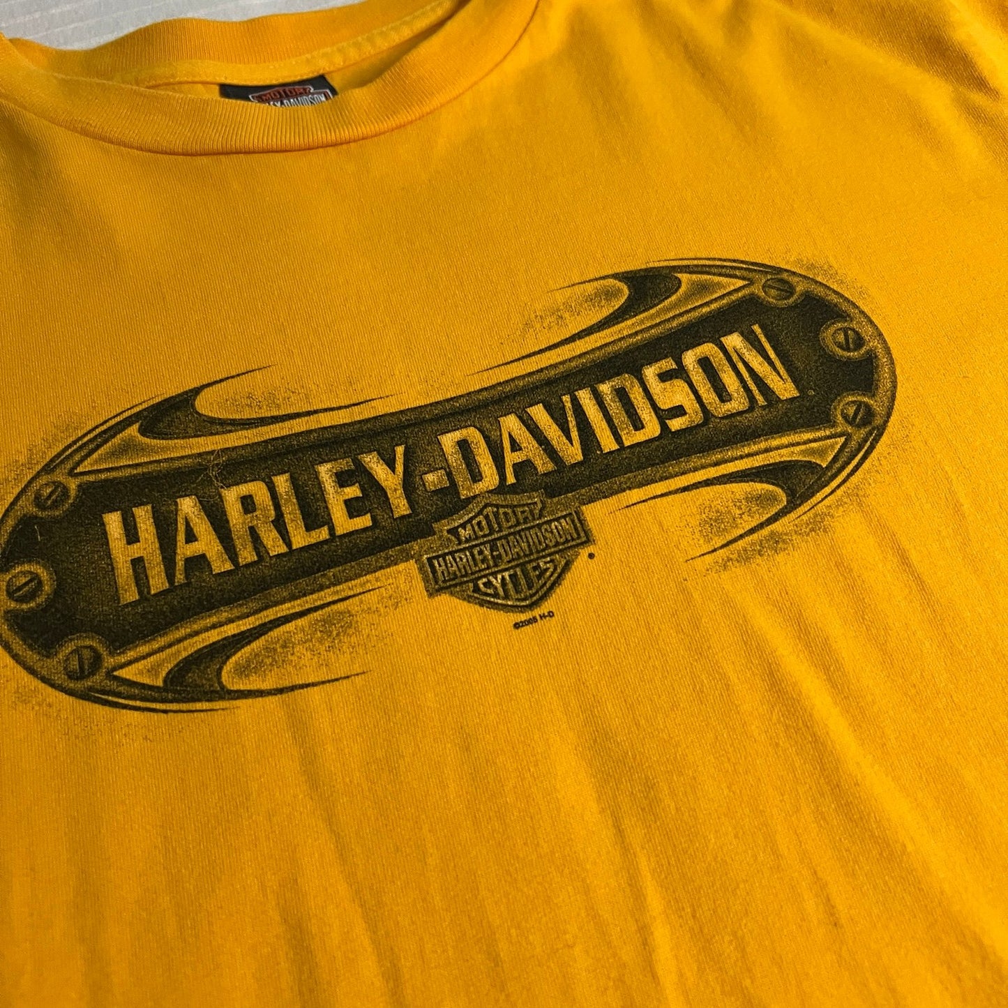 Vintage Harley Davidson Shirt Mens XL Yellow Milwaukee Short Sleeve Motorcycle