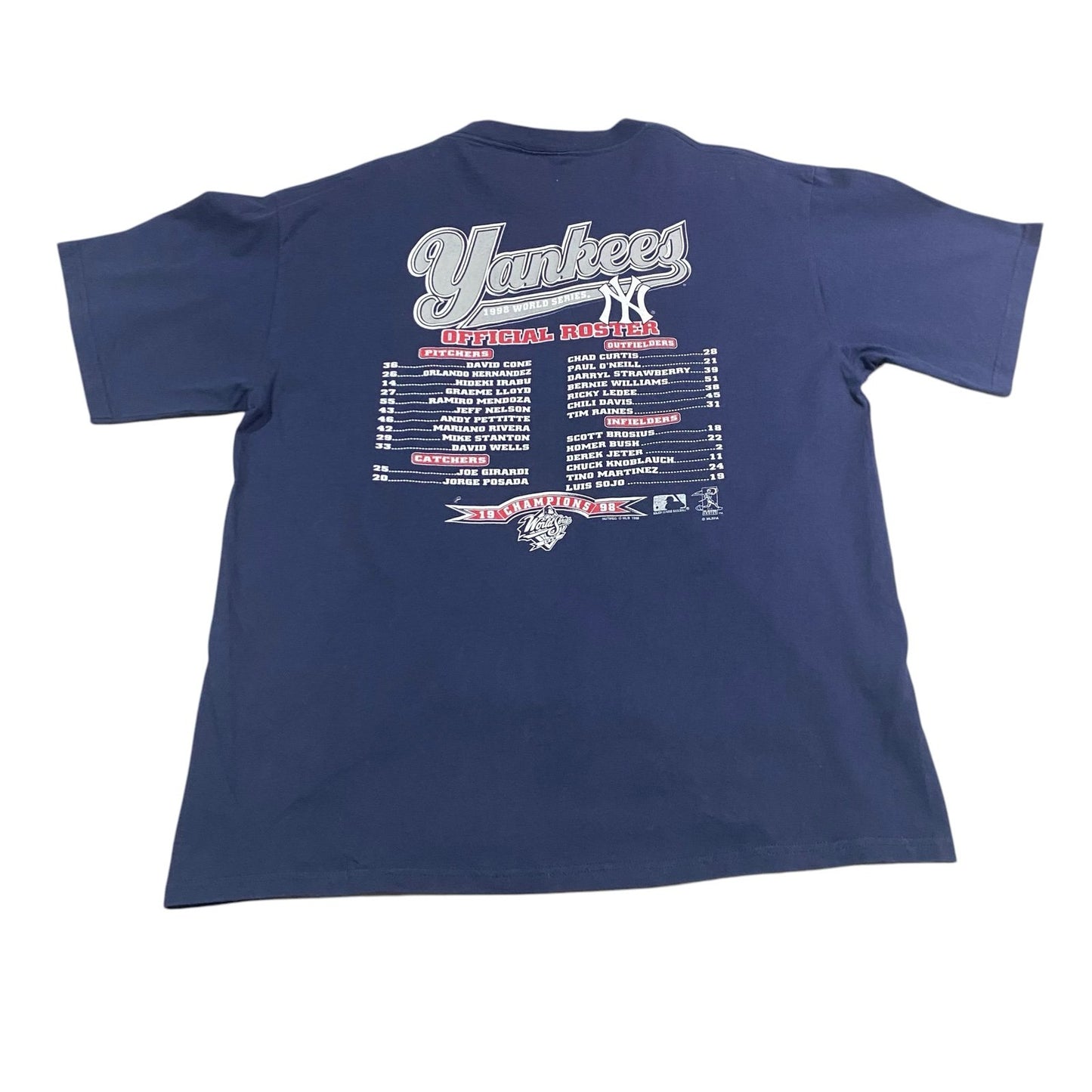 Vintage 1998 New York Yankees Shirt Mens XL World Series Champions MLB Roster