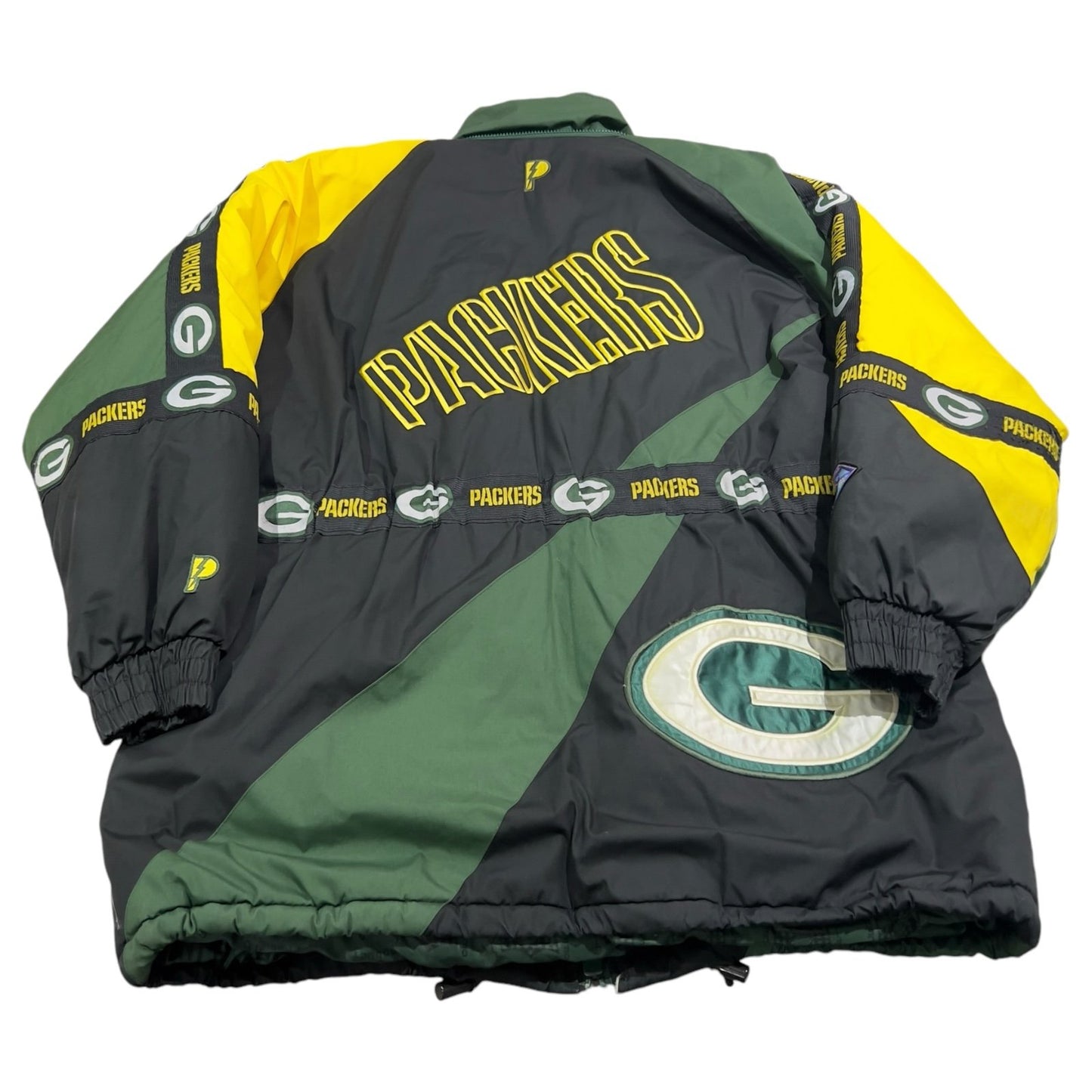 Vintage Green Bay Packers Pro Player Jacket Puffer NFL Black 75th 1994 Mens XL