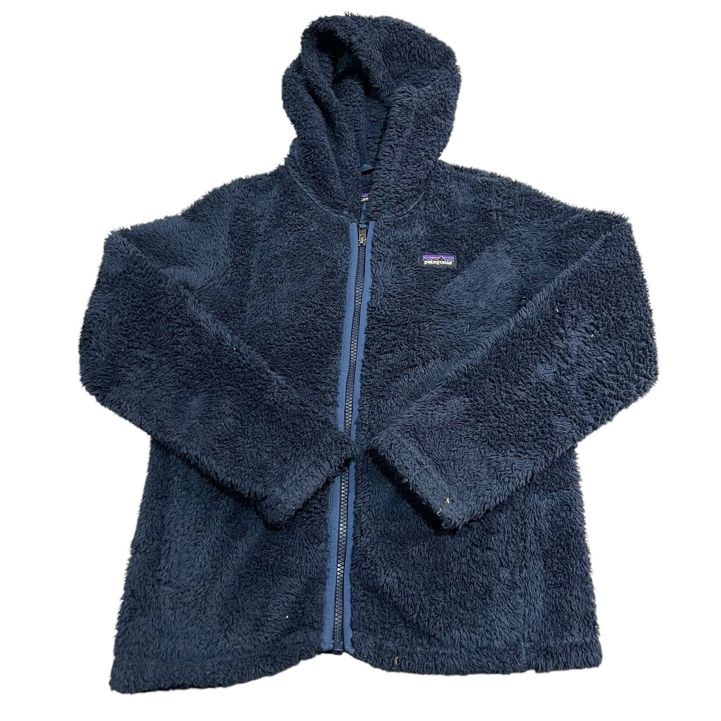 Patagonia Fleece Jacket Kids Youth 8 Blue Full Zip Hooded Outdoors Winter