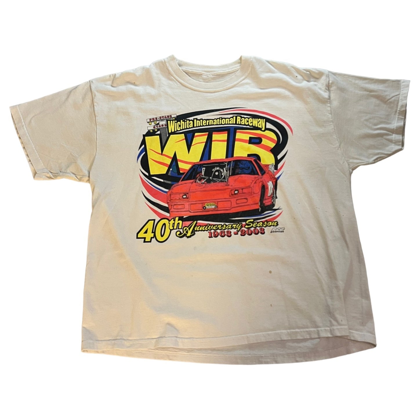 Drag Racing Shirt Wichita International Raceway WIR Mens XL White Y2K NASCAR