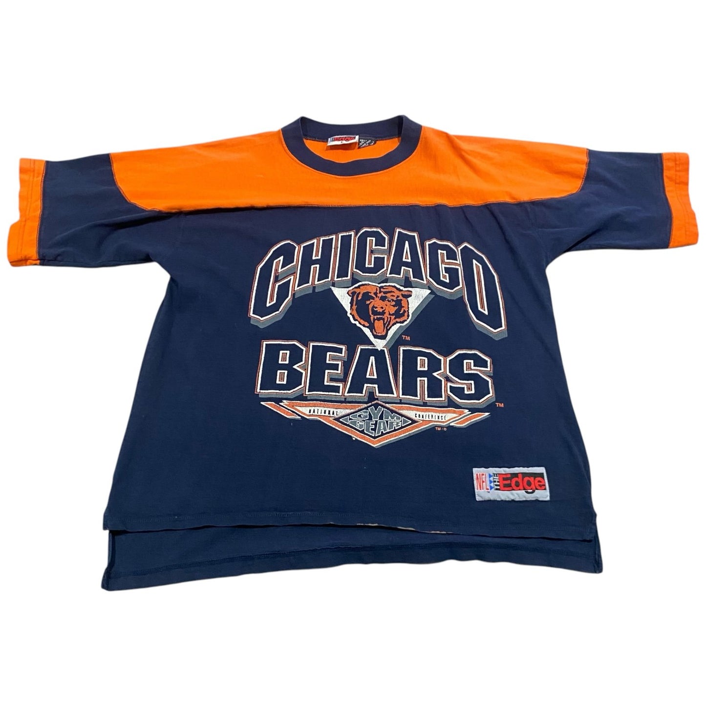 Vintage 90's Chicago Bears Shirt Mens Large NFL Pro Edge Half Sleeve Blue Orange