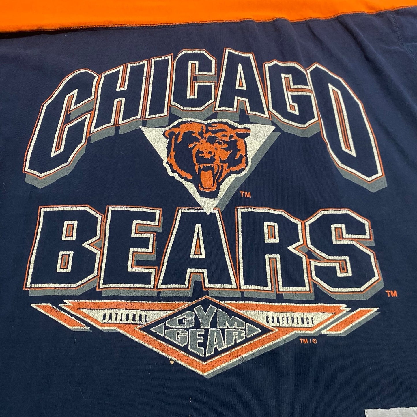 Vintage 90's Chicago Bears Shirt Mens Large NFL Pro Edge Half Sleeve Blue Orange