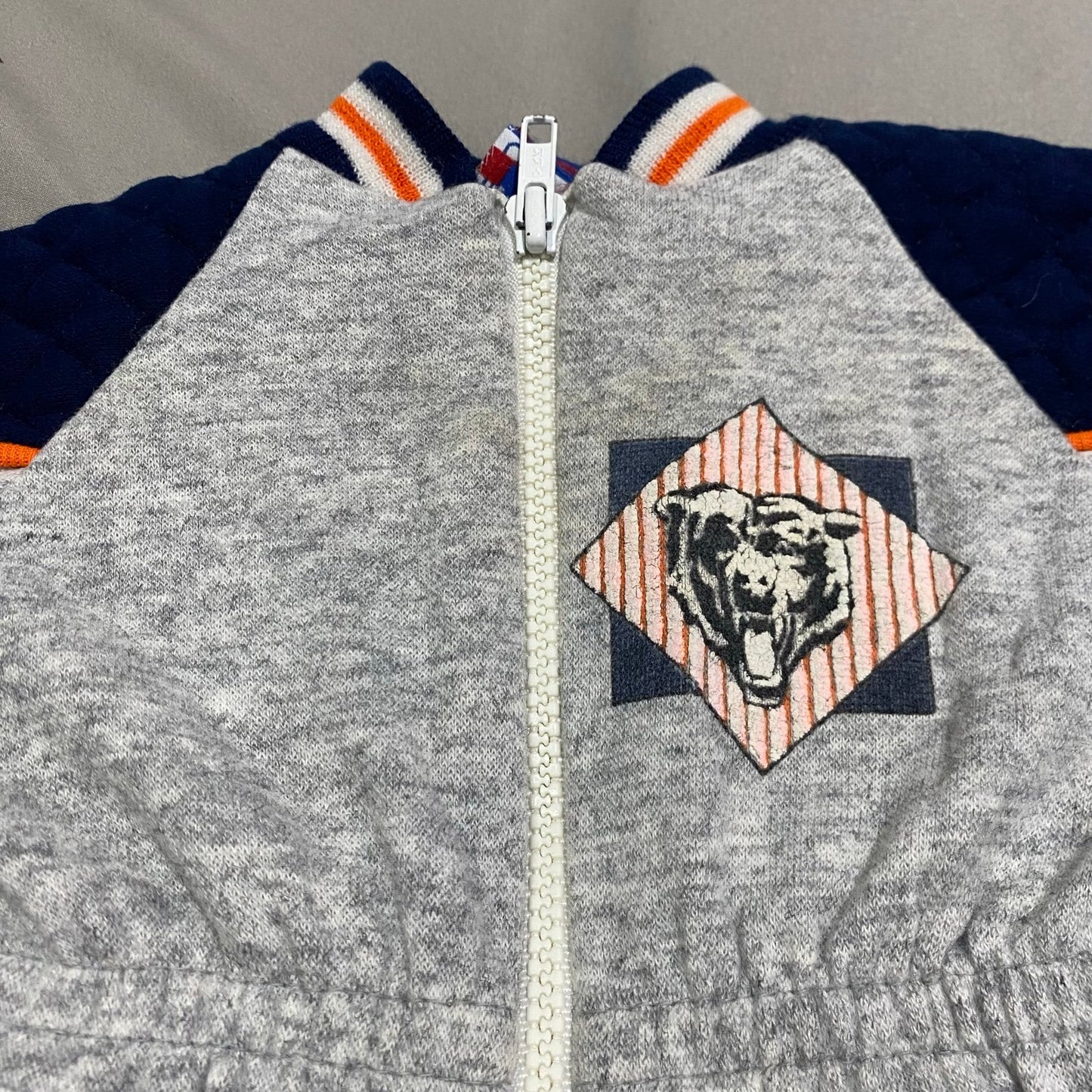 Vintage 90's Chicago Bears Onesie Toddler 6/9 Months NFL Gray Bull Frog Sleep