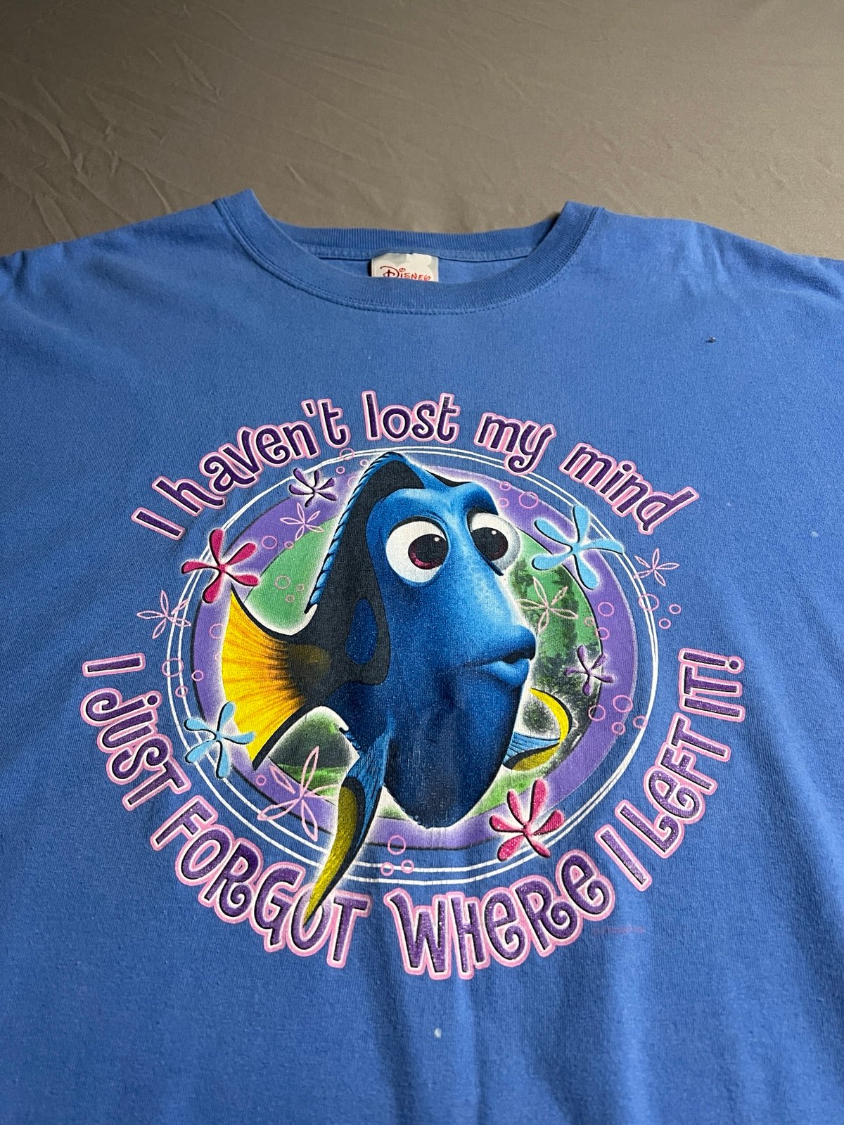 Vintage Disney Pixas Finding Nemo Shirt Dory Mens Large Blue Short Sleeve