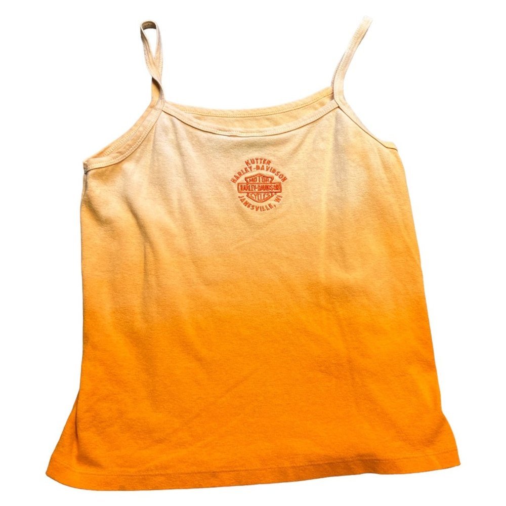 Vintage Harley Davidson Tank Top Shirt Womens XL Orange Motorcycle Biker Rider