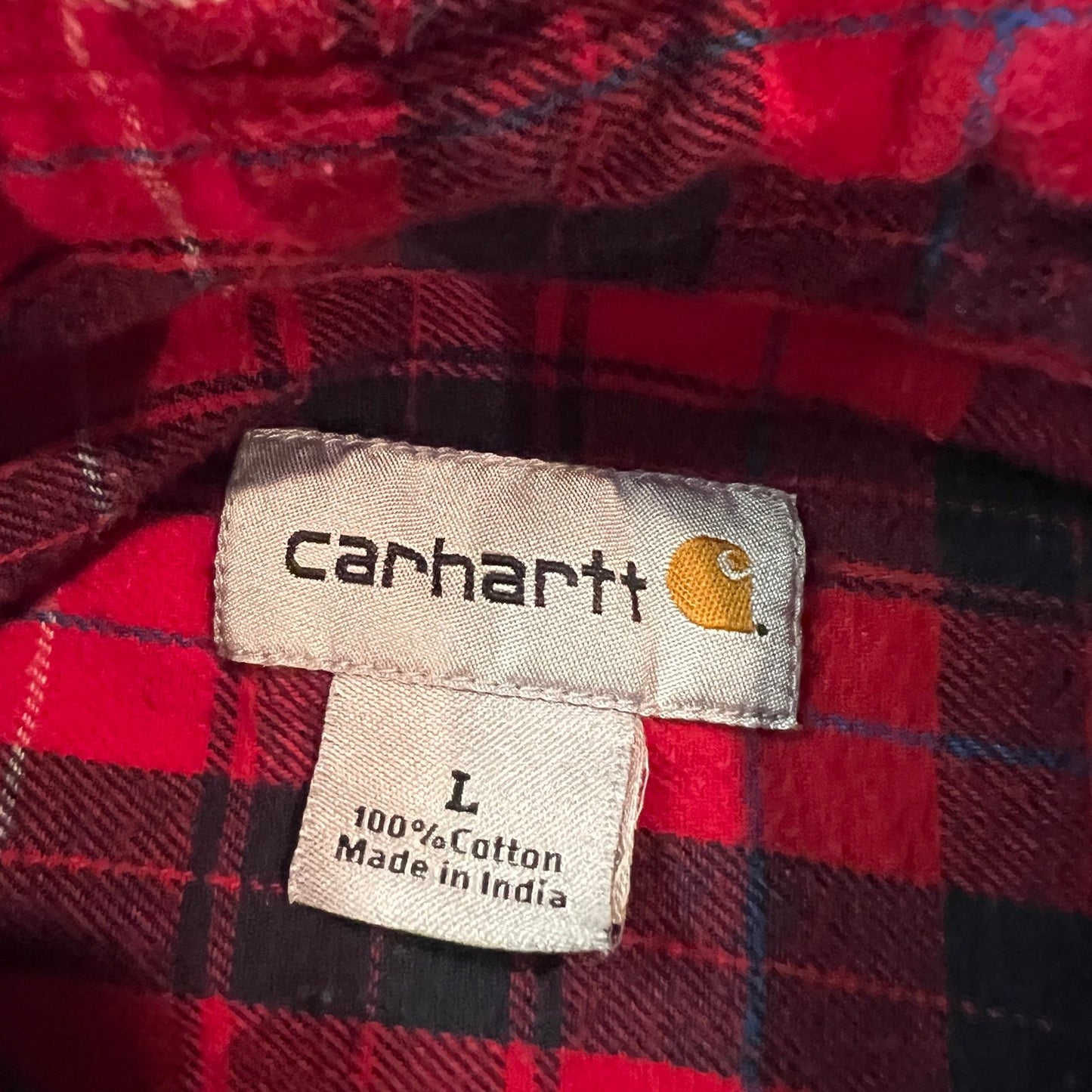 Carhartt Flannel Button Up Shirt Mens Large Plaid Red Lumberjack Workwear