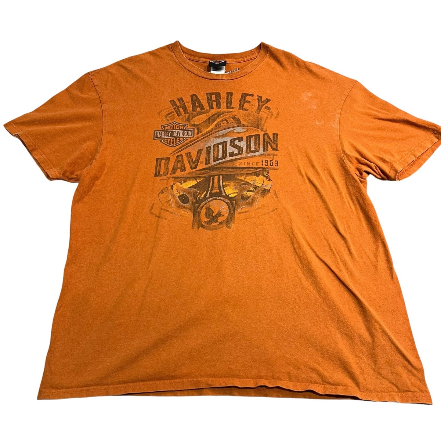 Harley Davidson Shirt Mens 2XL XXL Orange Wichita Short Sleeve Motorcycle Biker