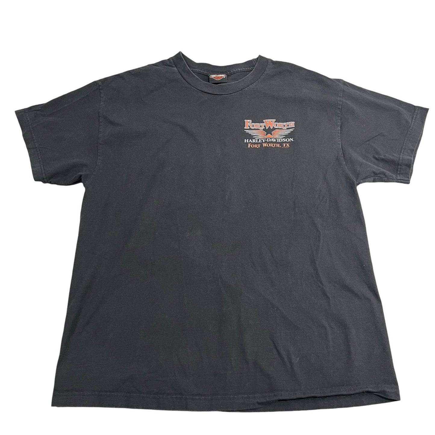 Harley Davidson Shirt Mens Large Black Fort Worth Motorcycle Short Sleeve