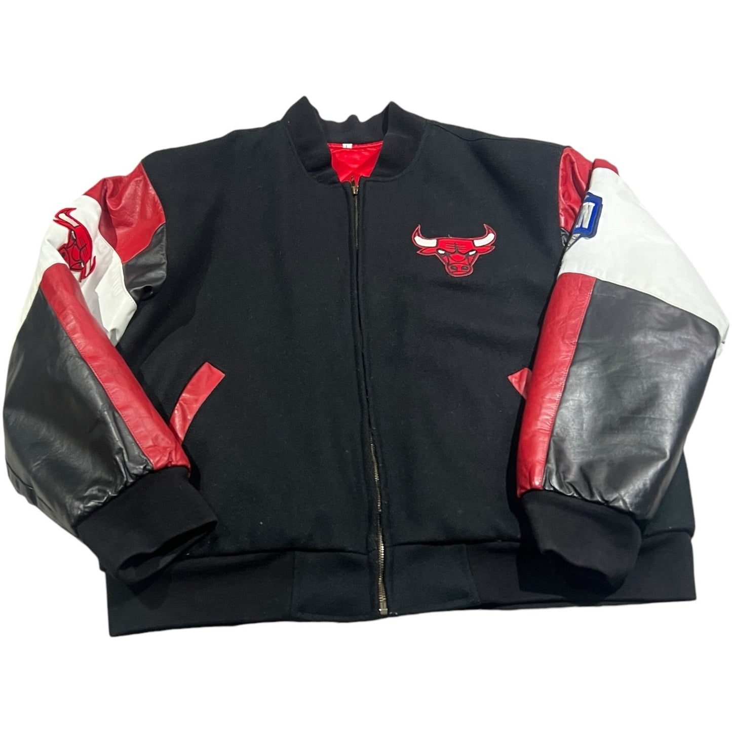 Vintage Chicago Bulls Jacket JH Design Mens Large NBA Wool Leather