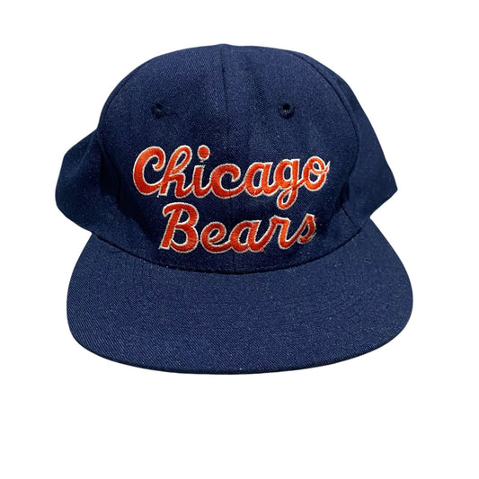 Vintage 90's Chicago Bears STARTER Snapback Hat NFL Blue Script Cursive Blue